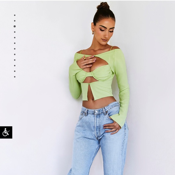 Mistress Rocks. 'JUBILANT'
Lime Cropped Top With Bralette - Picture 3 of 9